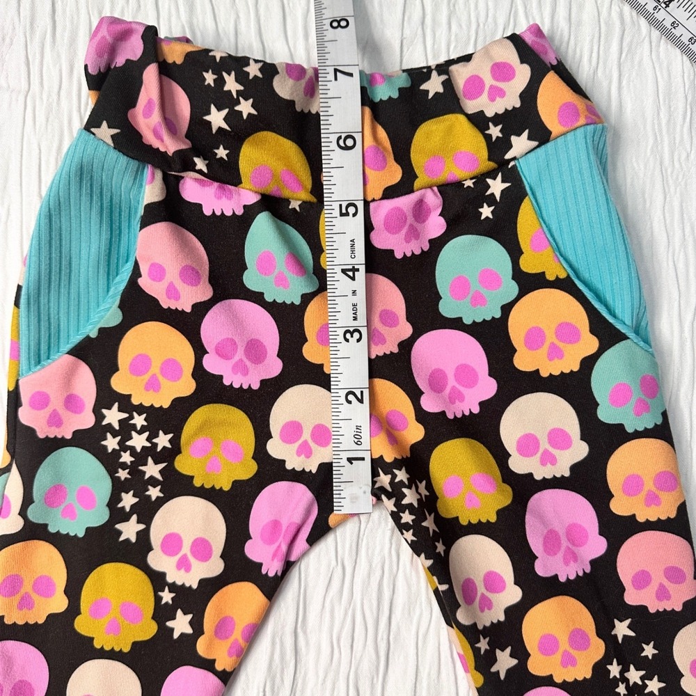Handmade Black Jogger Pants Colorful Skulls Stars Print Pockets Kids 18 Months - Picture 4 of 7